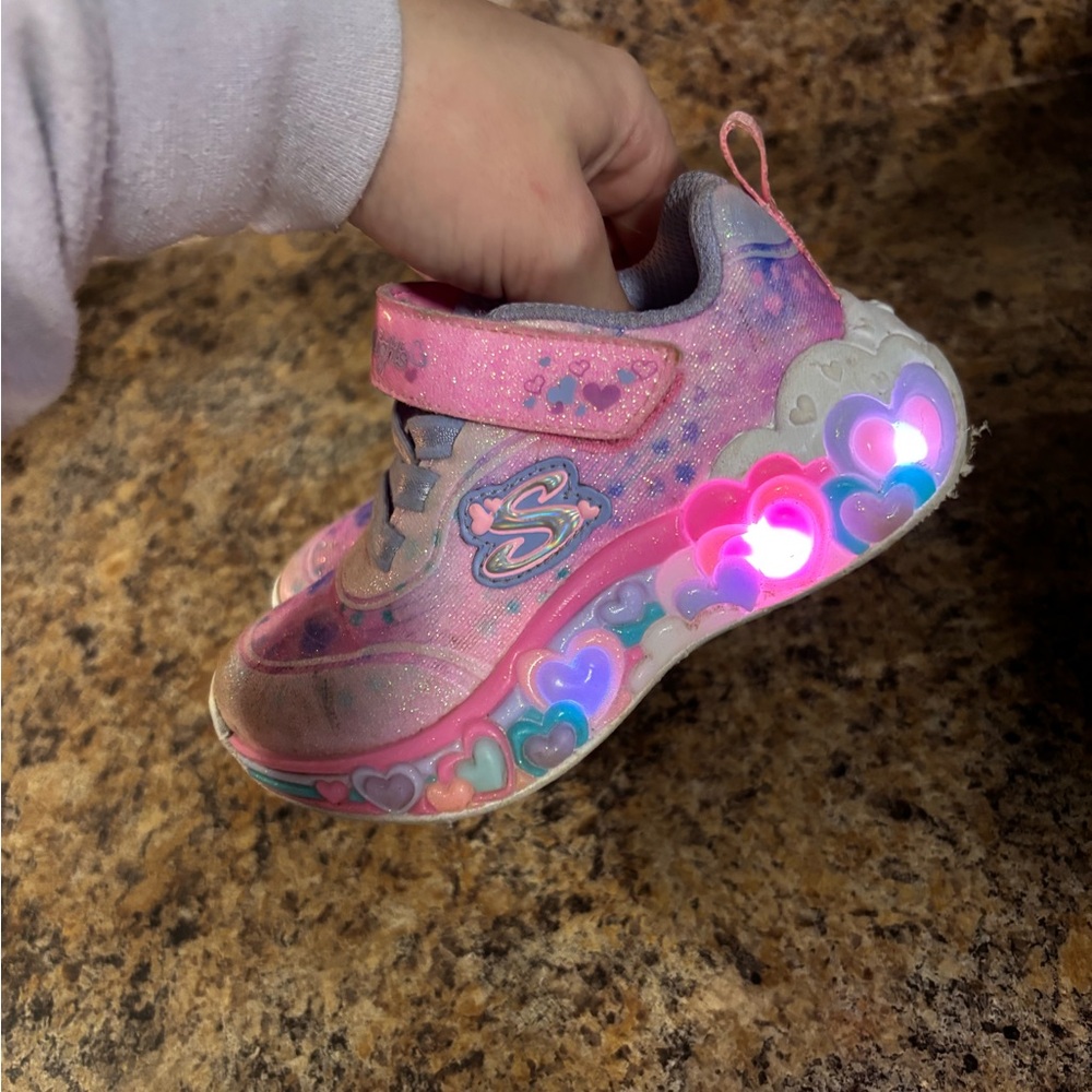 Skechers Kids' Pink Heart Light-Up Sneakers